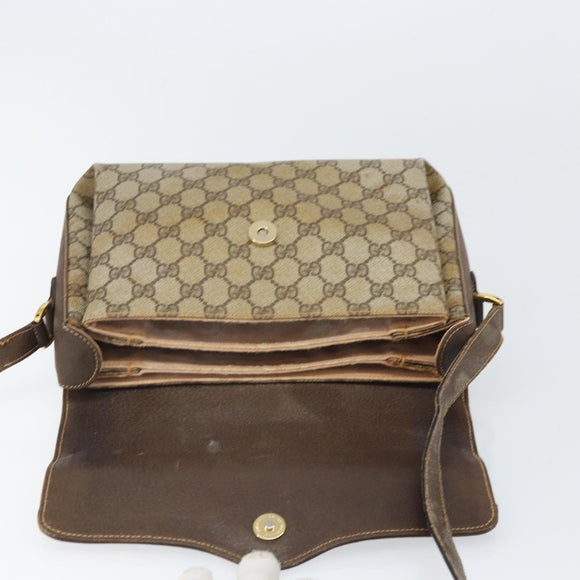 GUCCI GG Supreme Web Sherry Line Bag PVC Beige Gold 904 02 084 Auth 162521