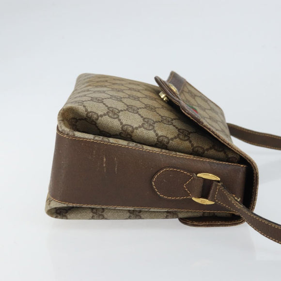 GUCCI GG Supreme Web Sherry Line Bag PVC Beige Gold 904 02 084 Auth 162521