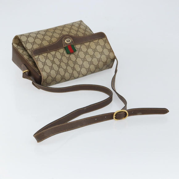 GUCCI GG Supreme Web Sherry Line Bag PVC Beige Gold 904 02 084 Auth 162521