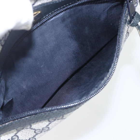 GUCCI GG Supreme Sherry Line Shoulder Bag PVC Navy Gold 56 02 004 Auth 162523