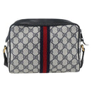 GUCCI GG Supreme Sherry Line Shoulder Bag PVC Navy Gold 56 02 004 Auth 162523-3