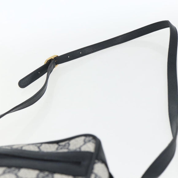 GUCCI GG Supreme Sherry Line Shoulder Bag PVC Navy Gold 56 02 004 Auth 162523