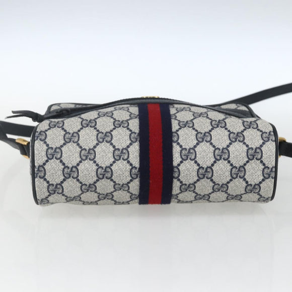 GUCCI GG Supreme Sherry Line Shoulder Bag PVC Navy Gold 56 02 004 Auth 162523