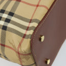 BURBERRY Nova Check Hand Bag PVC Beige Gold Auth 162530-13