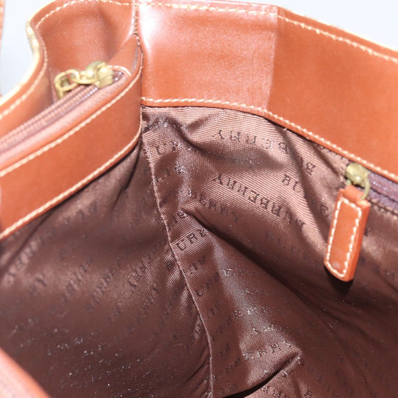 BURBERRY Nova Check Hand Bag PVC Beige Gold Auth 162530