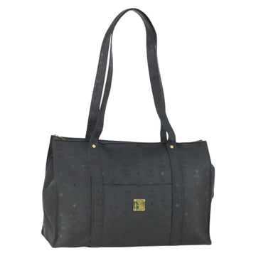 MCM Logogram Vicetos Tote Bag PVC Black Gold Auth 162533
