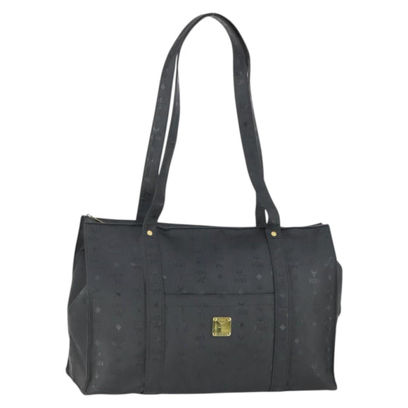MCM Logogram Vicetos Tote Bag PVC Black Gold Auth 162533