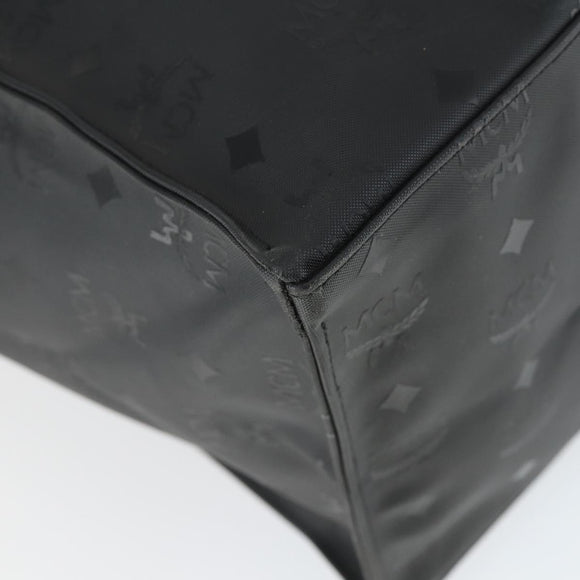 MCM Logogram Vicetos Tote Bag PVC Black Gold Auth 162533