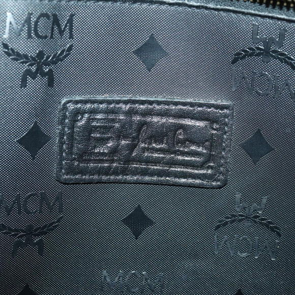 MCM Logogram Vicetos Tote Bag PVC Black Gold Auth 162533