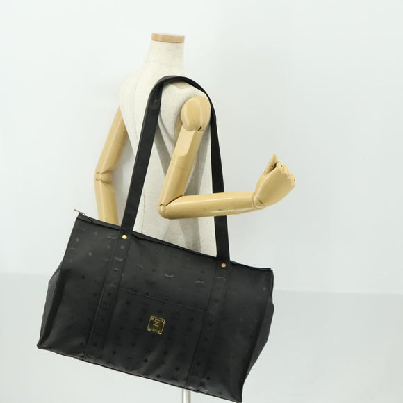 MCM Logogram Vicetos Tote Bag PVC Black Gold Auth 162533