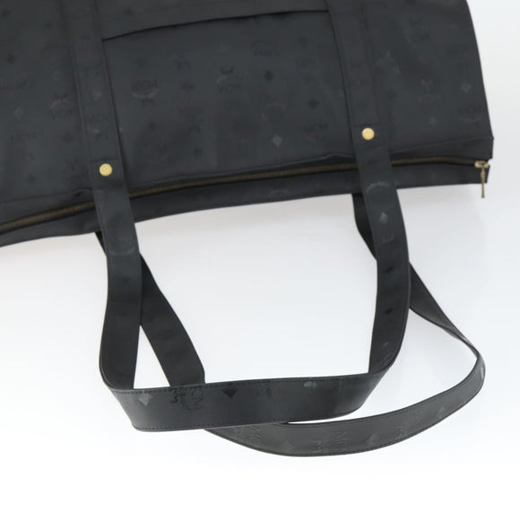 MCM Logogram Vicetos Tote Bag PVC Black Gold Auth 162533