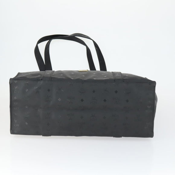 MCM Logogram Vicetos Tote Bag PVC Black Gold Auth 162533