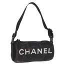 CHANEL Sports Line Shoulder Bag Coated Canvas Black CC Auth 162540-1