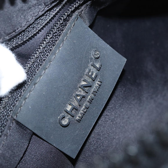 CHANEL Sports Line Shoulder Bag Coated Canvas Black CC Auth 162540