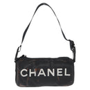 CHANEL Sports Line Shoulder Bag Coated Canvas Black CC Auth 162540-13