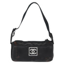 CHANEL Sports Line Shoulder Bag Coated Canvas Black CC Auth 162540-2