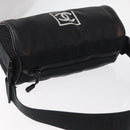 CHANEL Sports Line Shoulder Bag Coated Canvas Black CC Auth 162540-6