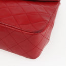 CHANEL Matelasse Chain Shoulder Bag Lamb Skin Gold Red CC Auth 162544-9