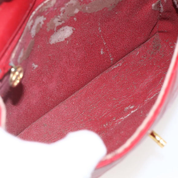 CHANEL Matelasse Chain Shoulder Bag Lamb Skin Gold Red CC Auth 162544