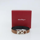 Salvatore Ferragamo Gancini Reversible Belt Leather 34.6"" Brown Auth 162547-11