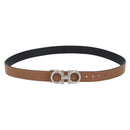Salvatore Ferragamo Gancini Reversible Belt Leather 34.6"" Brown Auth 162547-1