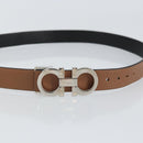Salvatore Ferragamo Gancini Reversible Belt Leather 34.6"" Brown Auth 162547-5