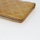 CHANEL Matelasse Long Wallet Patent leather Yellow CC Auth 162548-15