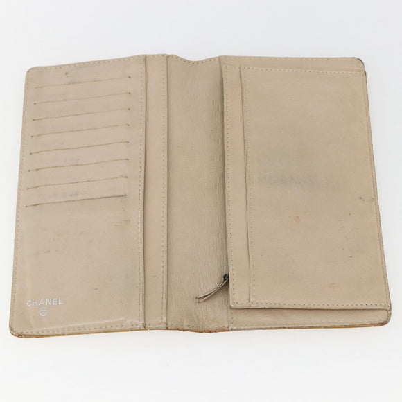 CHANEL Matelasse Long Wallet Patent leather Yellow CC Auth 162548