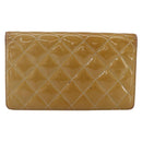 CHANEL Matelasse Long Wallet Patent leather Yellow CC Auth 162548-2