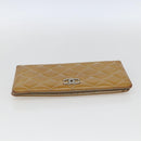 CHANEL Matelasse Long Wallet Patent leather Yellow CC Auth 162548-6