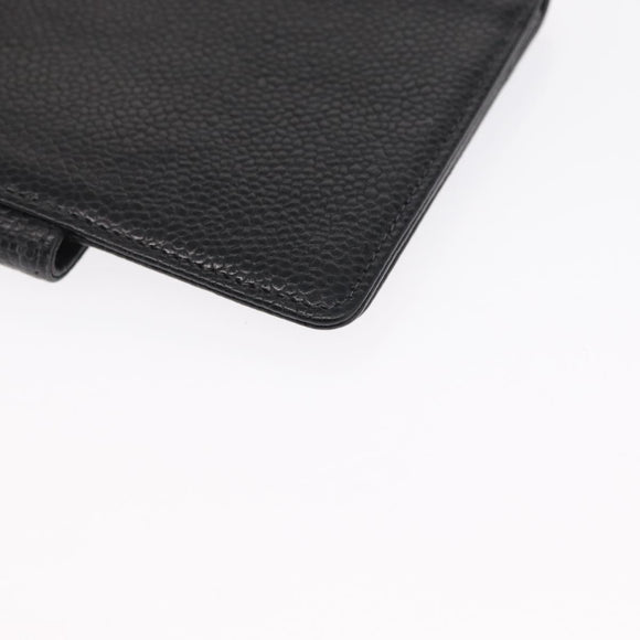 CHANEL Day Planner Cover Caviar Skin Black Gold CC Auth 162550