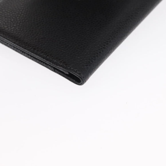 CHANEL Day Planner Cover Caviar Skin Black Gold CC Auth 162550