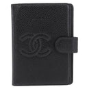 CHANEL Day Planner Cover Caviar Skin Black Gold CC Auth 162550-2