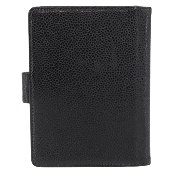 CHANEL Day Planner Cover Caviar Skin Black Gold CC Auth 162550