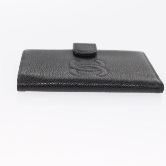 CHANEL Day Planner Cover Caviar Skin Black Gold CC Auth 162550
