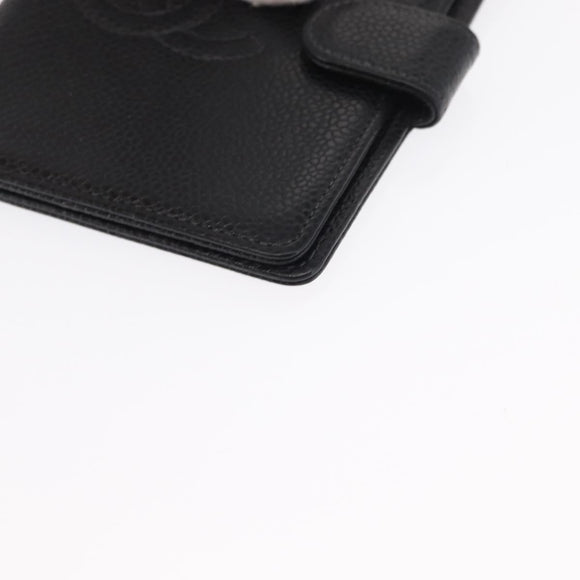CHANEL Day Planner Cover Caviar Skin Black Gold CC Auth 162550