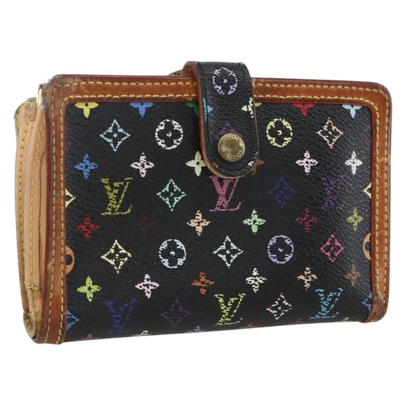 LOUIS VUITTON Multicolor Portefeuille Viennois Wallet Black M92988 Auth 162563