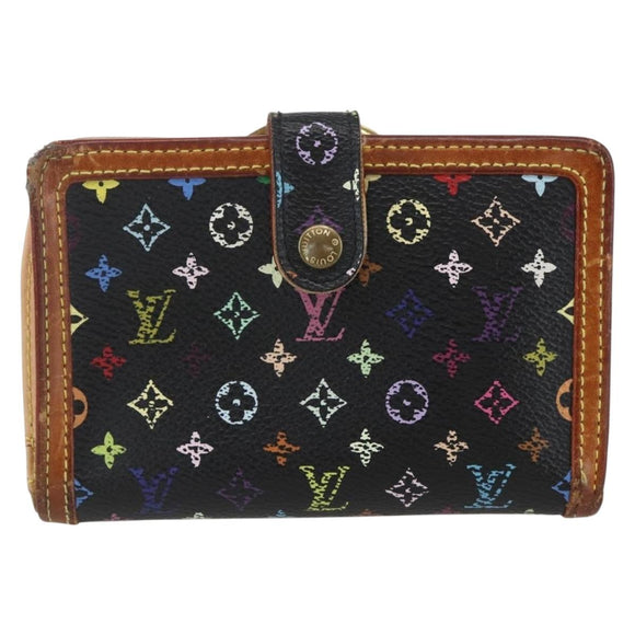 LOUIS VUITTON Multicolor Portefeuille Viennois Wallet Black M92988 Auth 162563