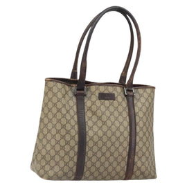 GUCCI GG Supreme Tote Bag PVC Beige Silver 114288 Auth 162567