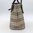 Burberry Nova Check Blue Label Tragetasche Nylon Beige Silber Auth 162570-3