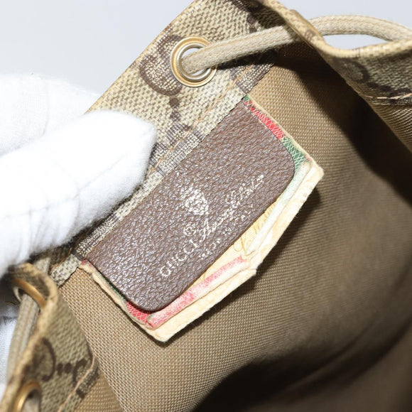 GUCCI GG Supreme Drawstring Pouch PVC Beige Gold 97 19 303 Auth 162571