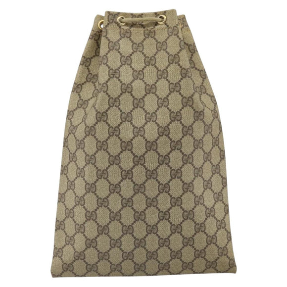 GUCCI GG Supreme Drawstring Pouch PVC Beige Gold 97 19 303 Auth 162571