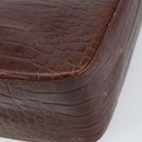 Salvatore Ferragamo Gancini Shoulder Bag Embossed leather Brown Gold Auth 162573-9