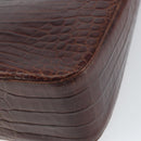 Salvatore Ferragamo Gancini Shoulder Bag Embossed leather Brown Gold Auth 162573-15