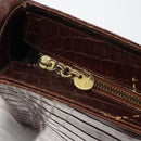 Salvatore Ferragamo Gancini Shoulder Bag Embossed leather Brown Gold Auth 162573-10