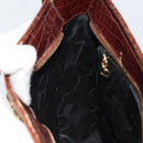 Salvatore Ferragamo Gancini Shoulder Bag Embossed leather Brown Gold Auth 162573-19