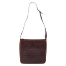 Salvatore Ferragamo Gancini Shoulder Bag Embossed leather Brown Gold Auth 162573-2