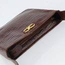 Salvatore Ferragamo Gancini Shoulder Bag Embossed leather Brown Gold Auth 162573-6