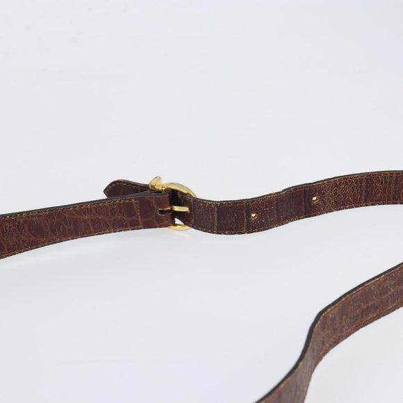 Salvatore Ferragamo Gancini Shoulder Bag Embossed leather Brown Gold Auth 162573
