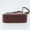 Salvatore Ferragamo Gancini Shoulder Bag Embossed leather Brown Gold Auth 162573-5